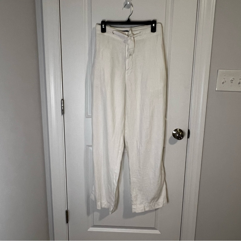 Austin Reed Wide Leg White 100% linen‎ Pants Women’s Size Large Boho Beach